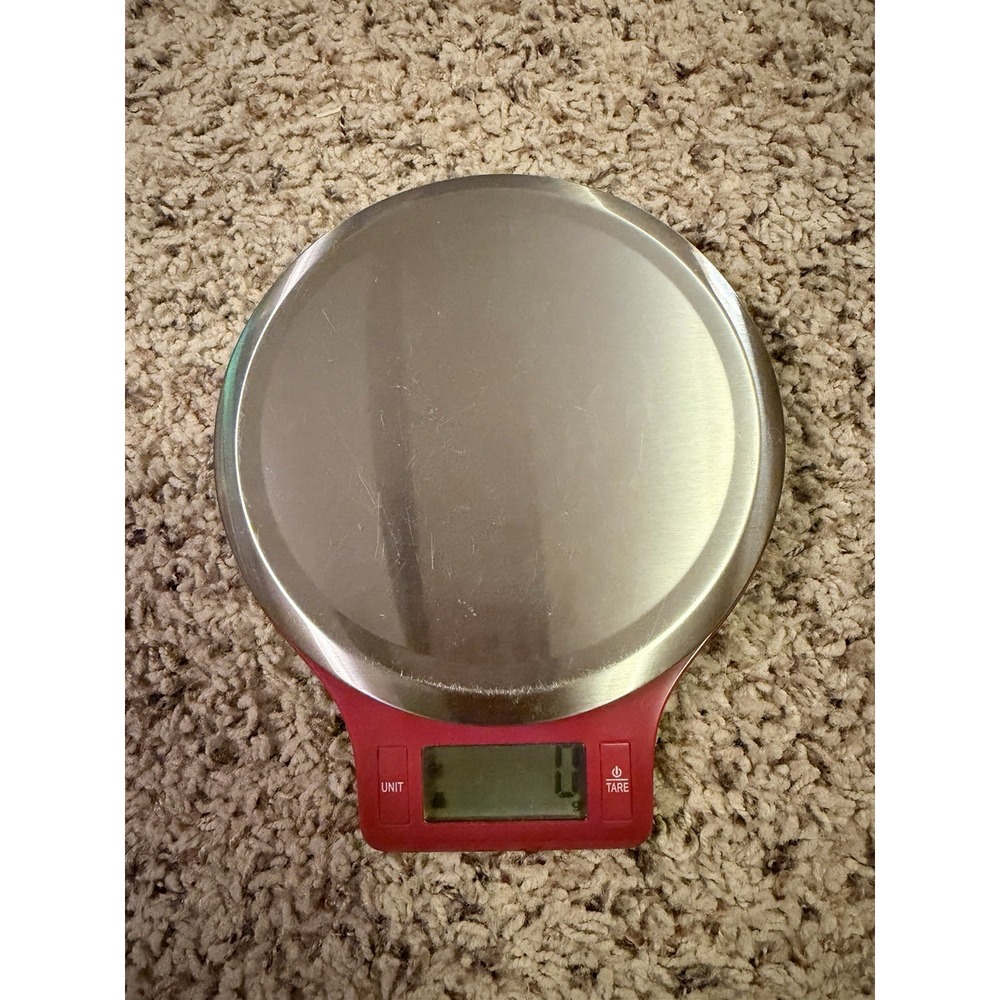 Red Electronic Kitchen Scale Model# EK3211WM 5000 G / 11 Lb 2X 1.5V AAA - Picture 3 of 4